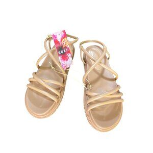 Roxy Tan Strappy Sandals Size 7 Nude Tan Comfy Boho Minimalist Cute Neutral Y2K